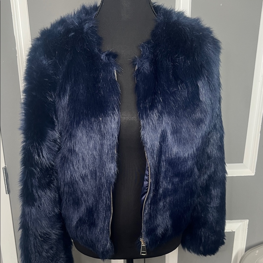 bebe Navy Teddy Jacket